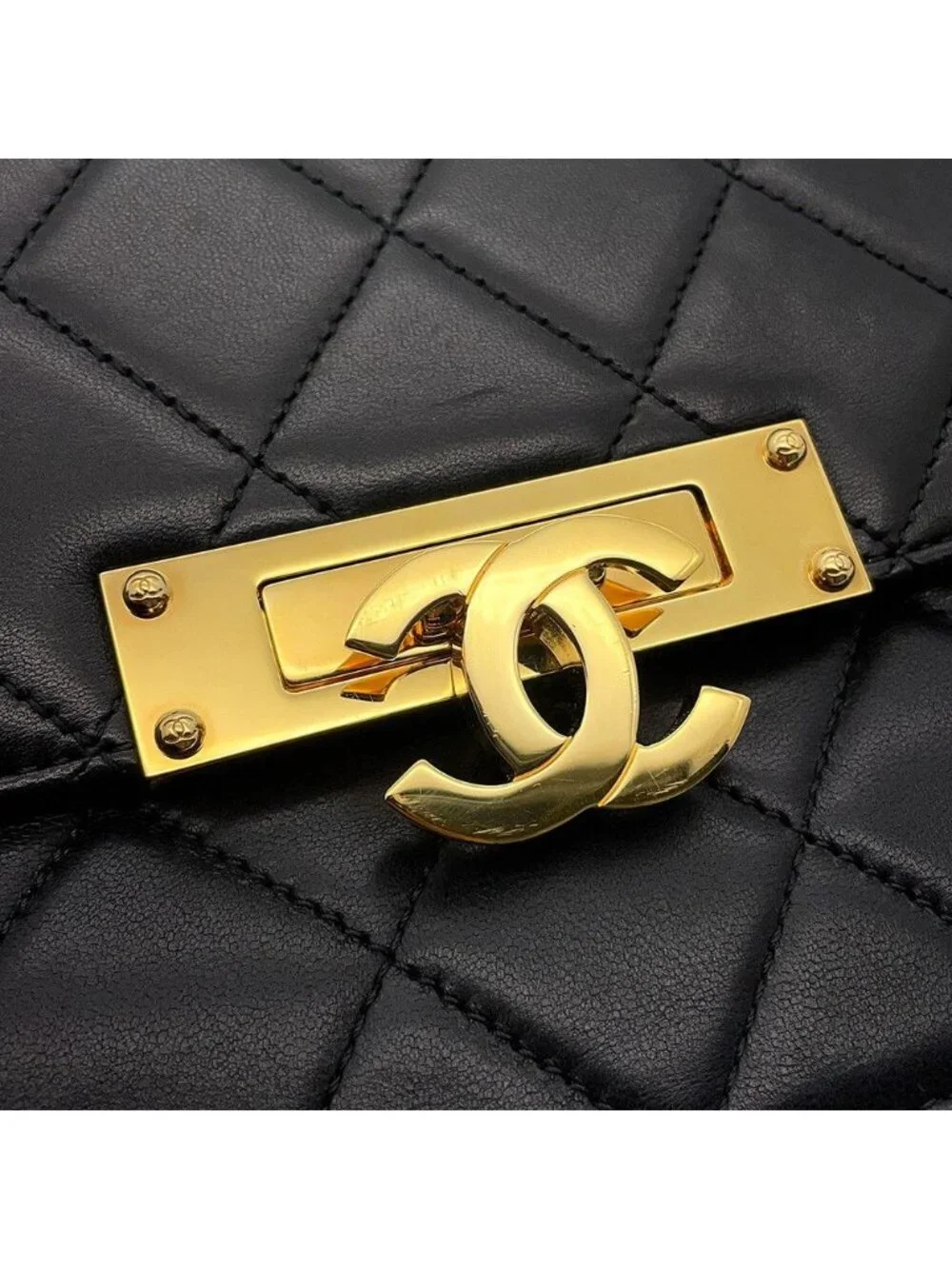 Chanel Chain Shoulder Bag Quilted CC Logo Coco Lock Double Black